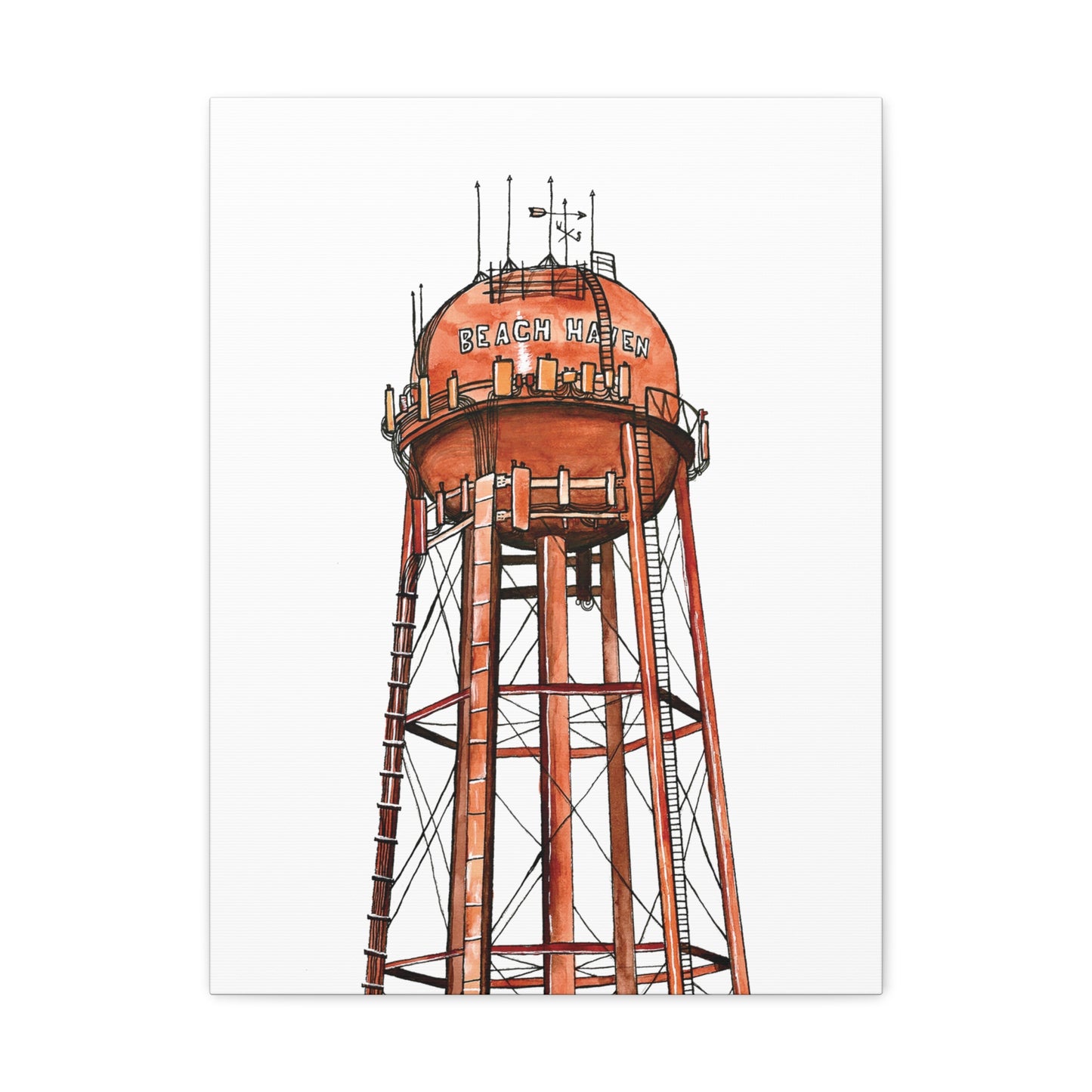 Beach Haven Water Tower Canvas Art Print