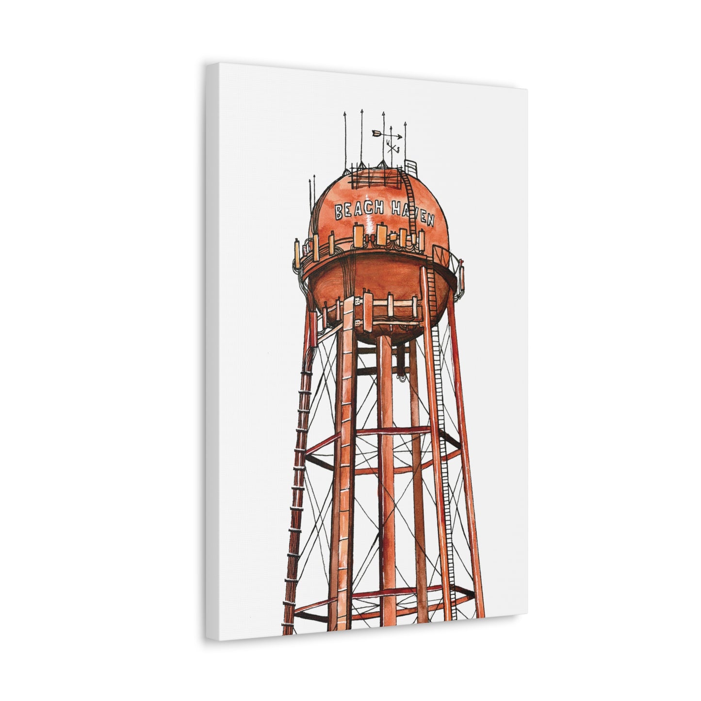 Beach Haven Water Tower Canvas Art Print