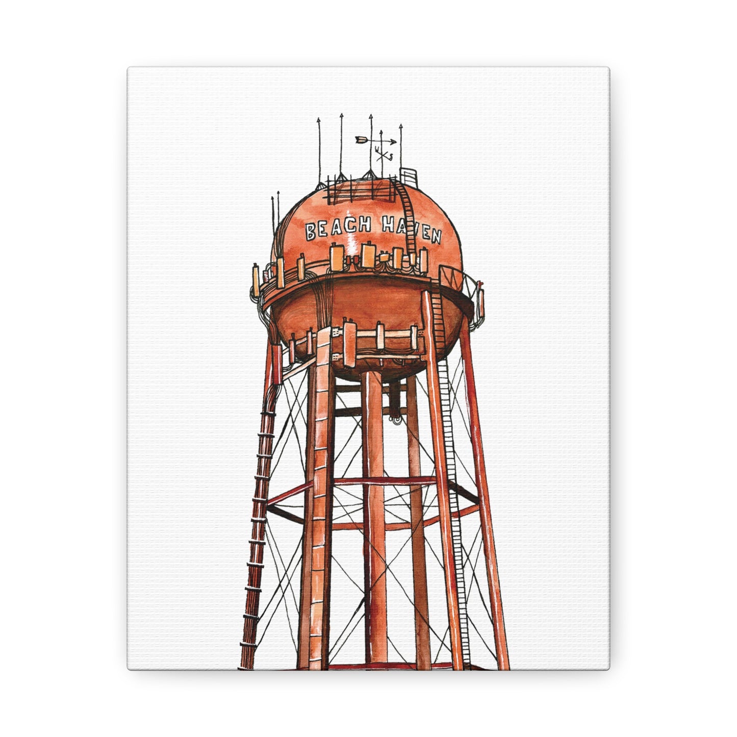 Beach Haven Water Tower Canvas Art Print