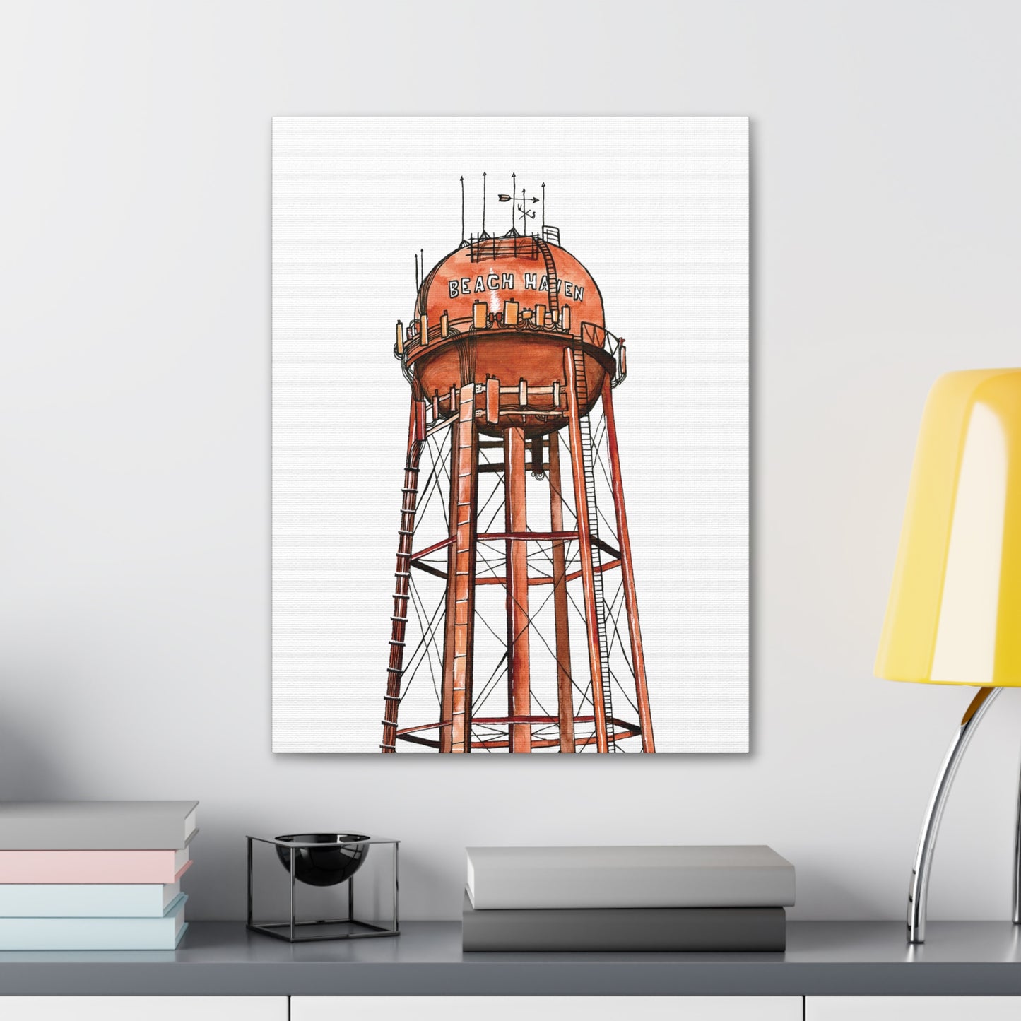 Beach Haven Water Tower Canvas Art Print