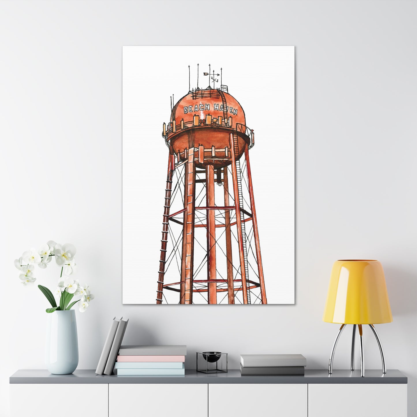 Beach Haven Water Tower Canvas Art Print