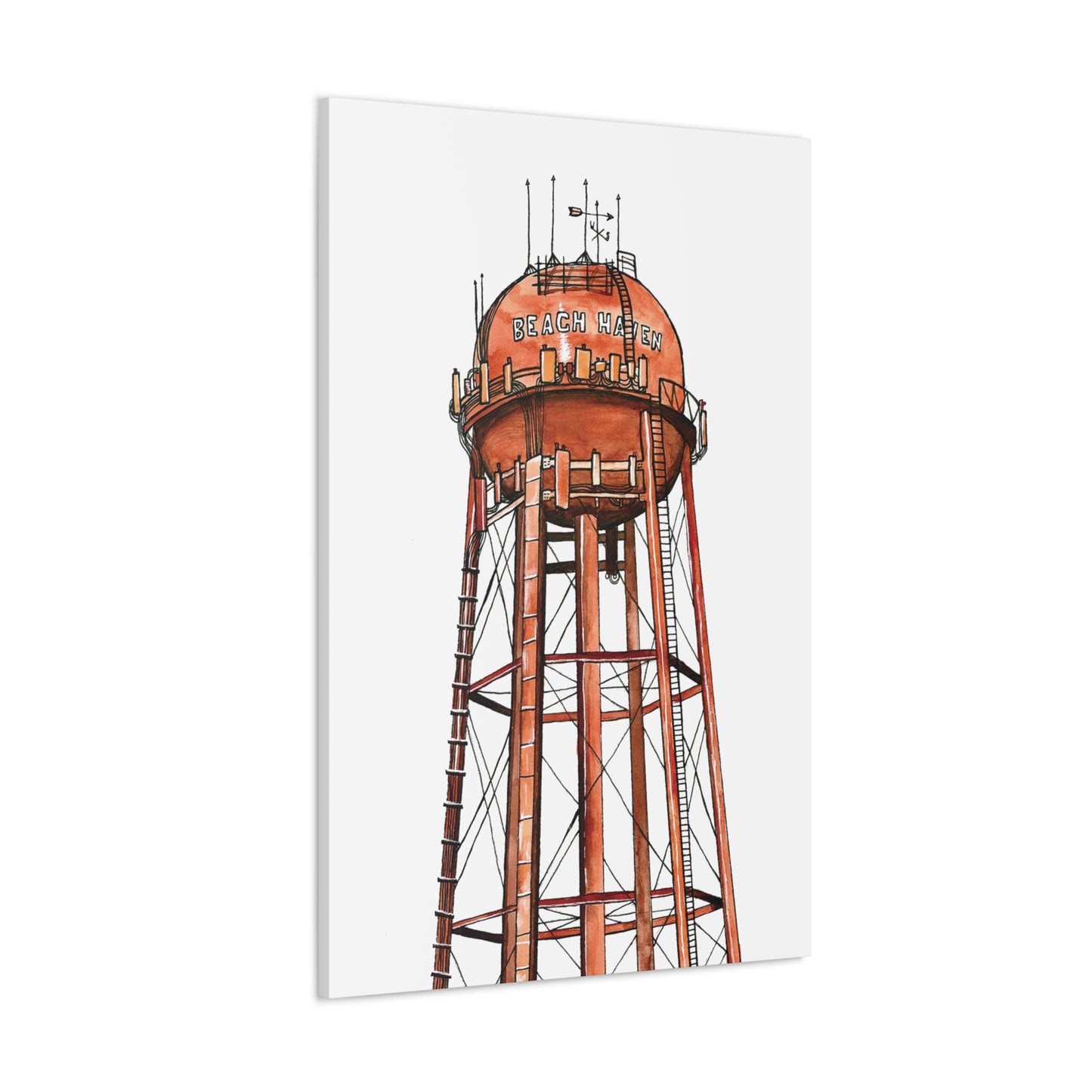 Beach Haven Water Tower Canvas Art Print