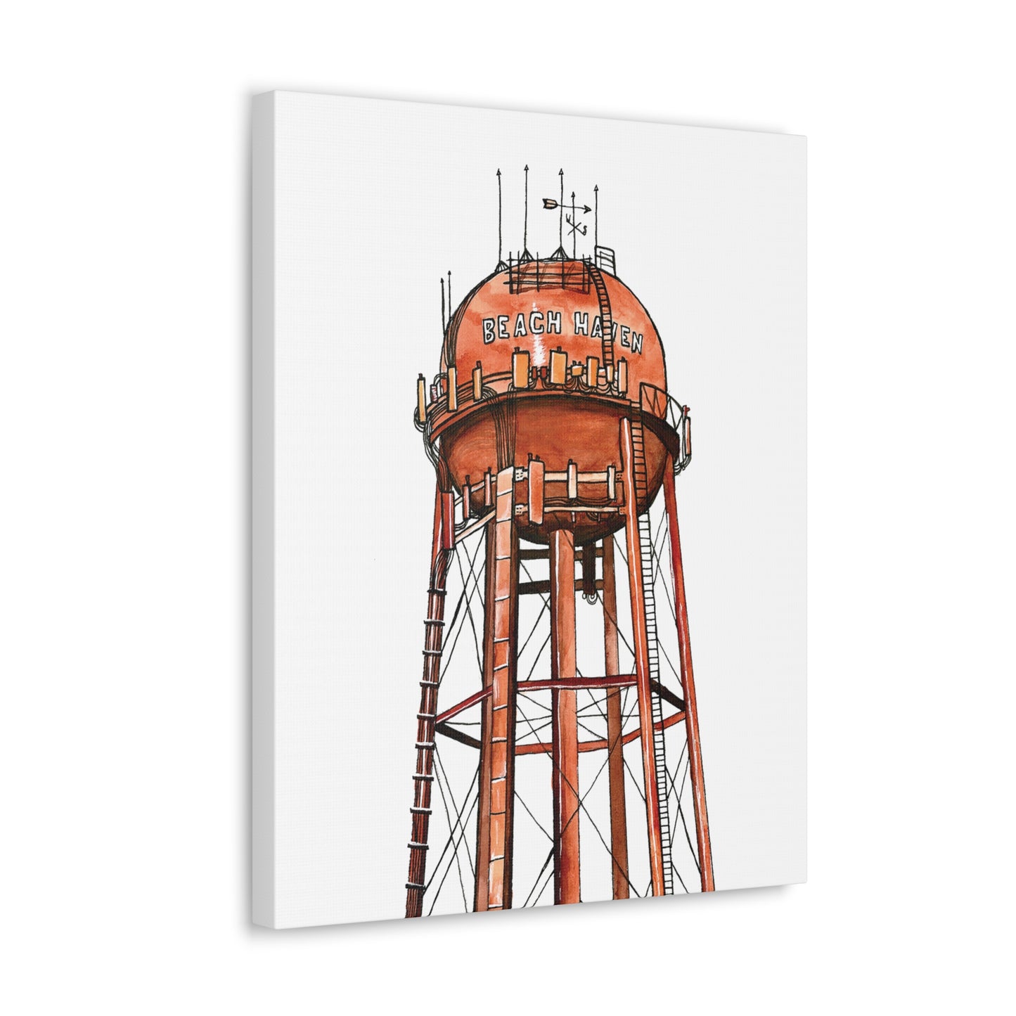 Beach Haven Water Tower Canvas Art Print