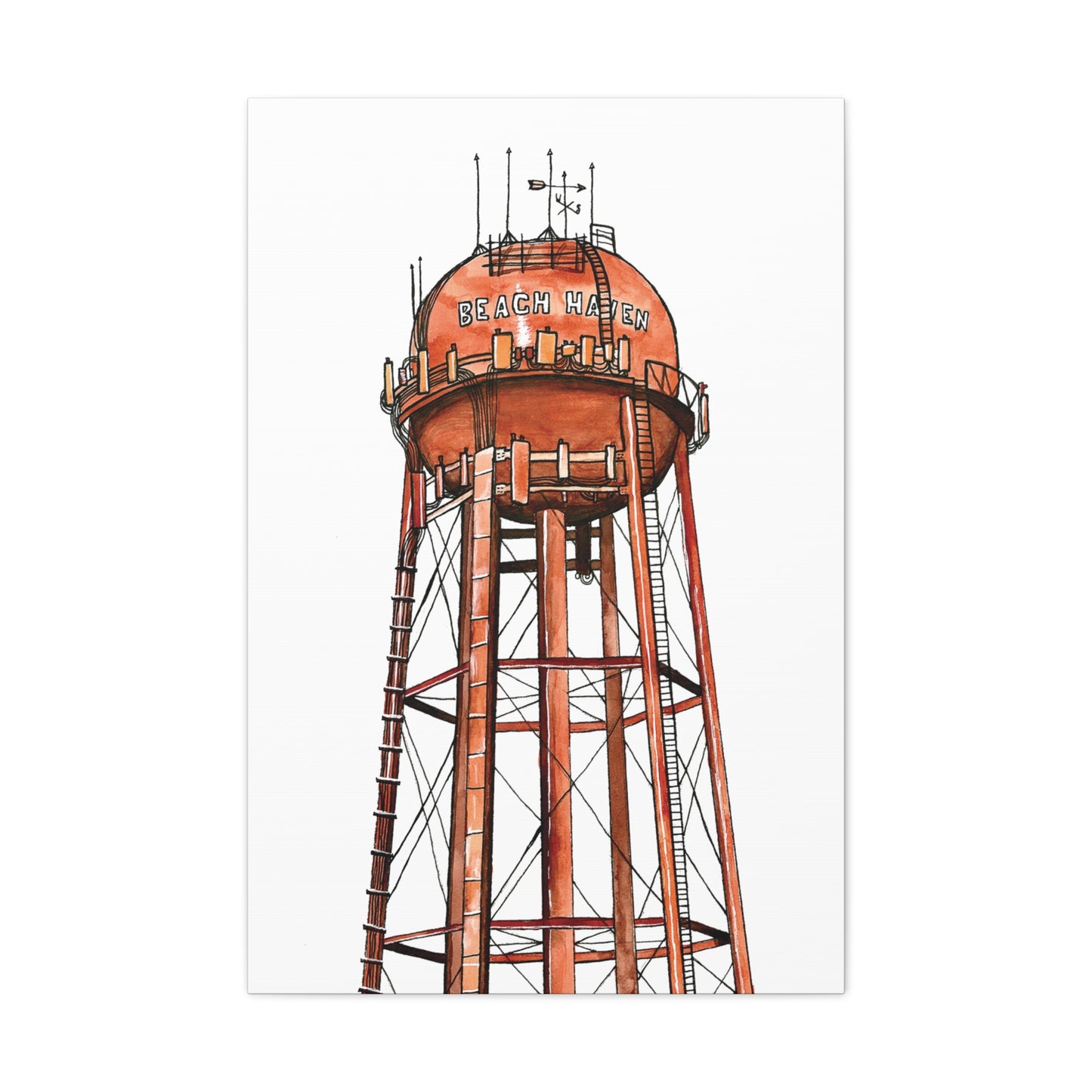 Beach Haven Water Tower Canvas Art Print