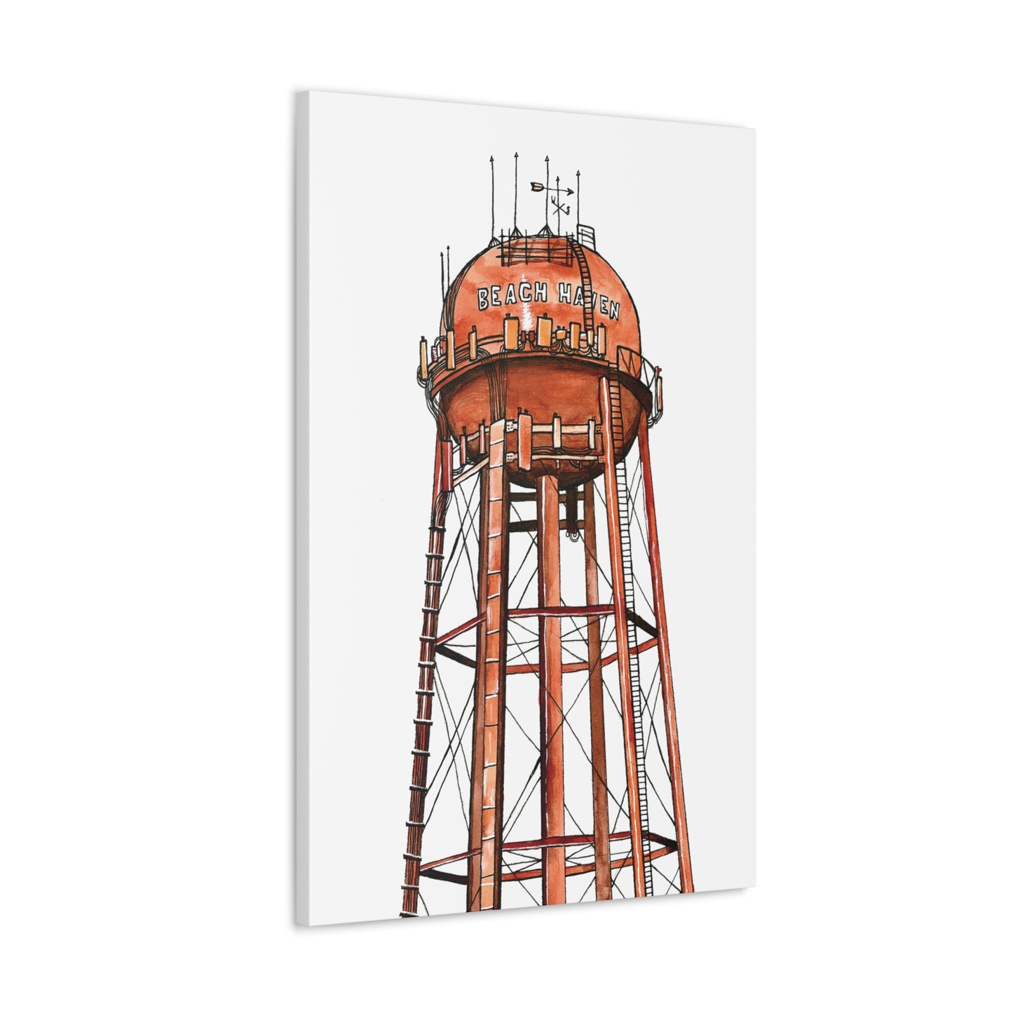 Beach Haven Water Tower Canvas Art Print