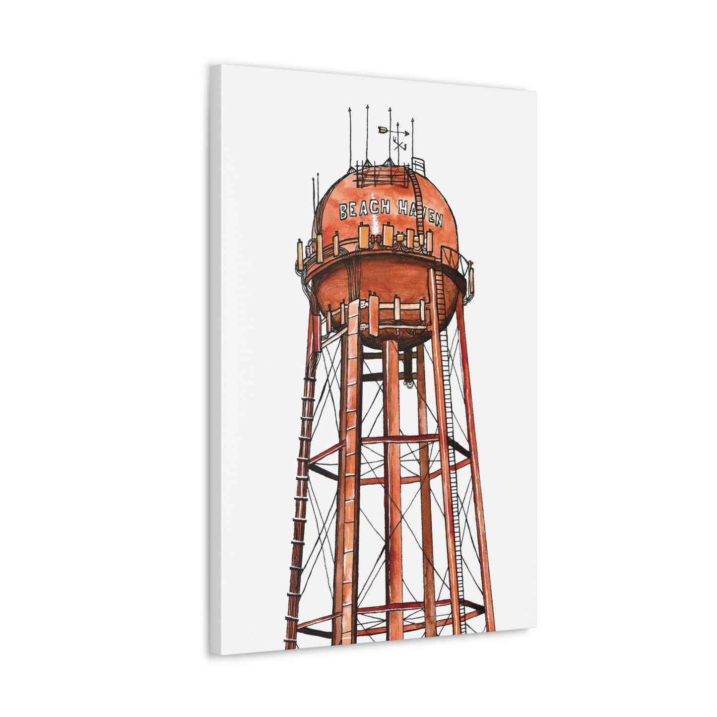 Beach Haven Water Tower Canvas Art Print