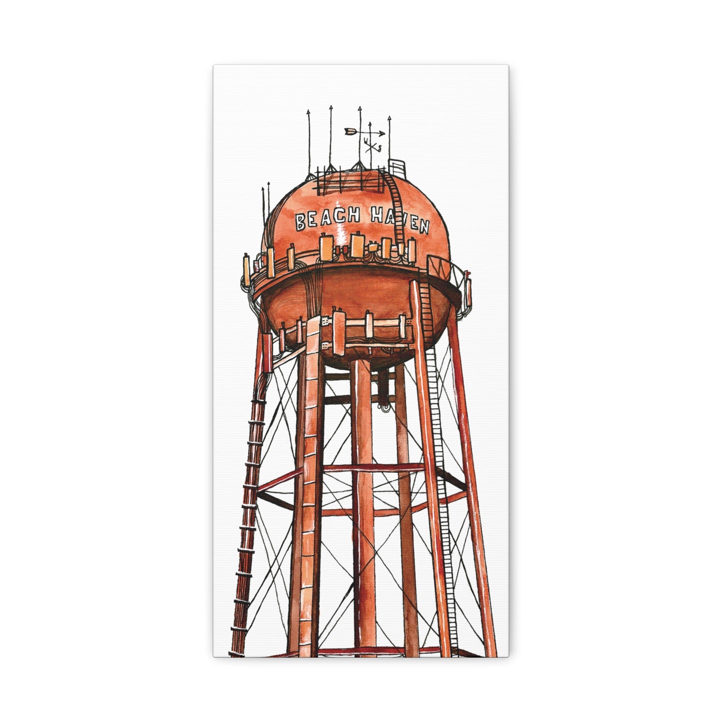Beach Haven Water Tower Canvas Art Print