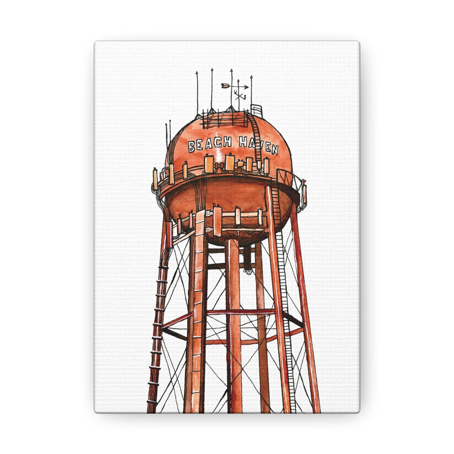 Beach Haven Water Tower Canvas Art Print