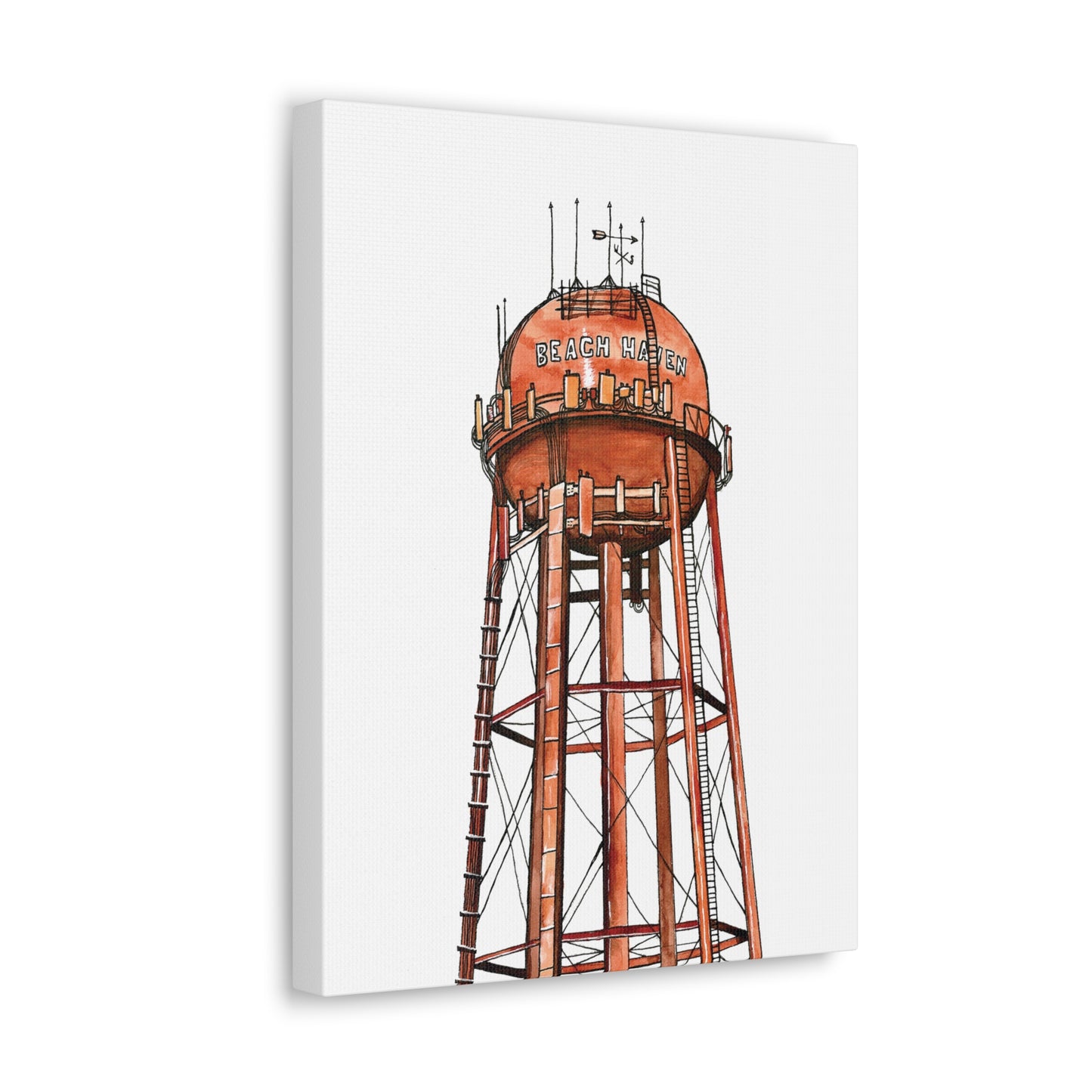 Beach Haven Water Tower Canvas Art Print