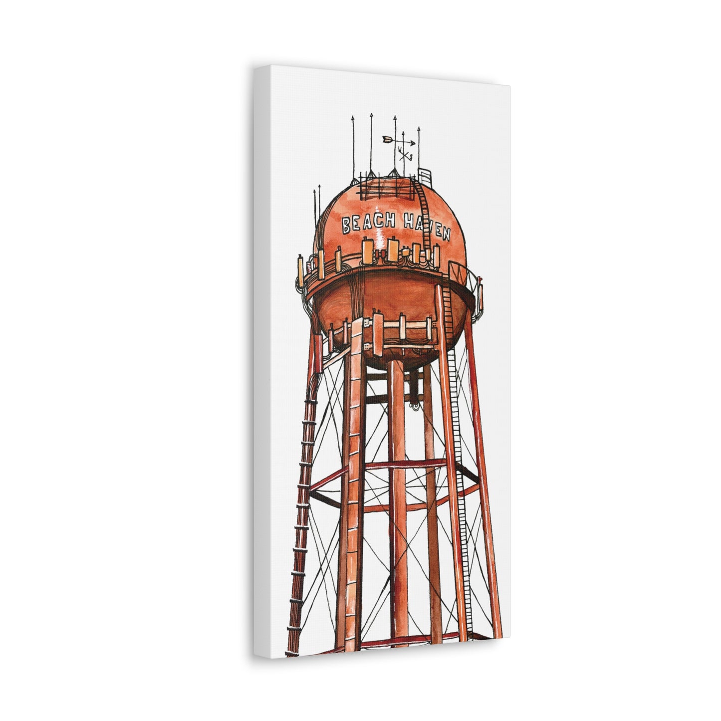 Beach Haven Water Tower Canvas Art Print