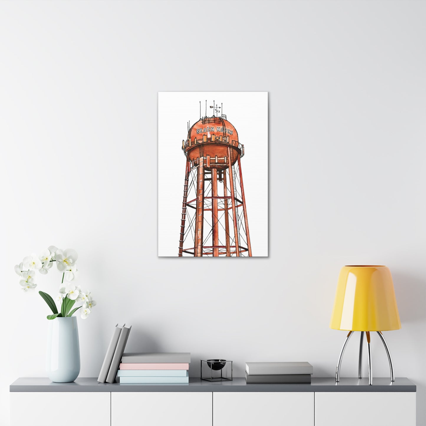 Beach Haven Water Tower Canvas Art Print