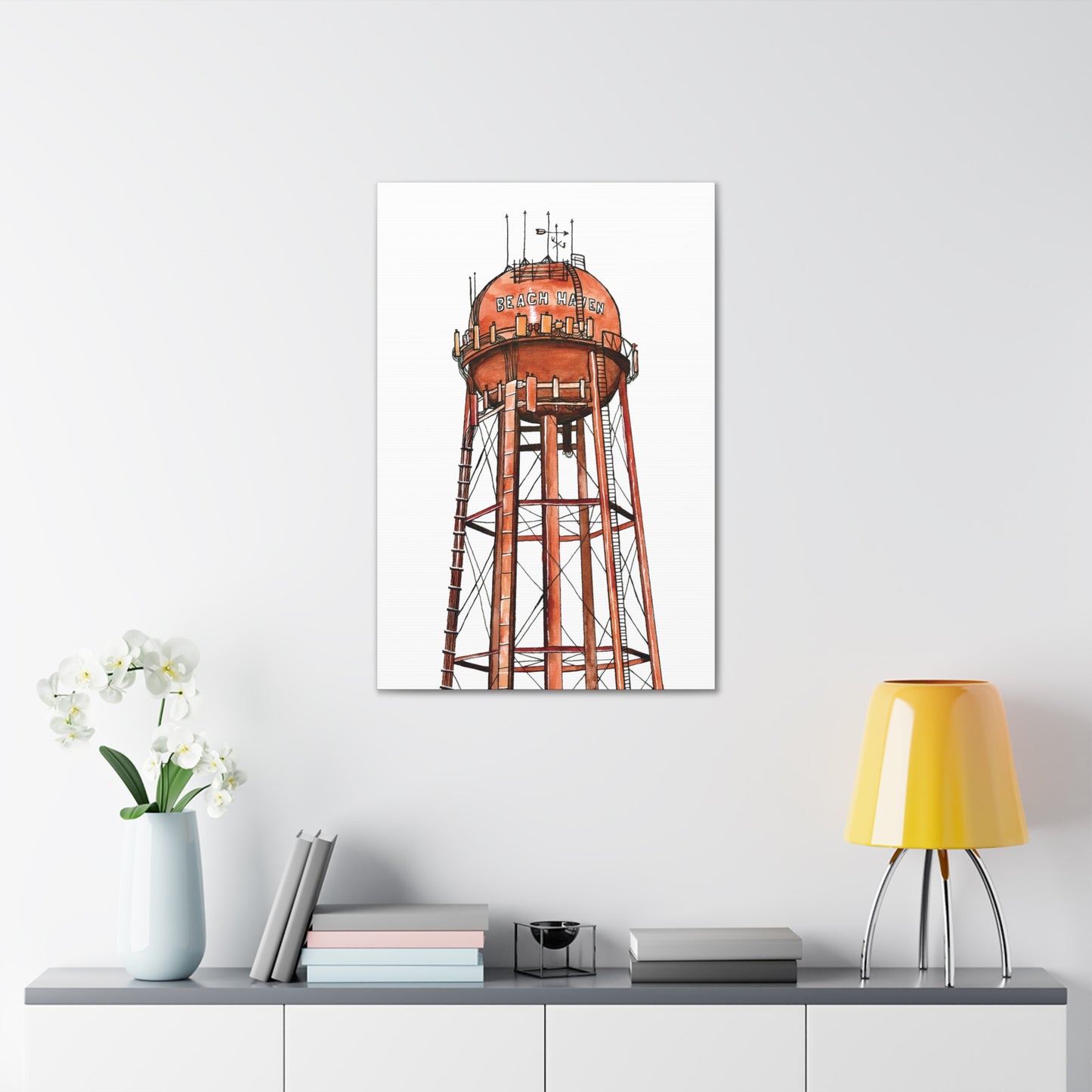 Beach Haven Water Tower Canvas Art Print