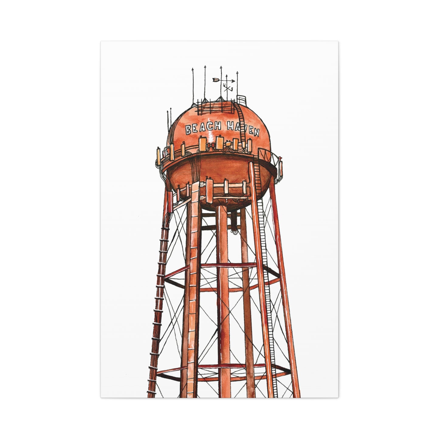 Beach Haven Water Tower Canvas Art Print