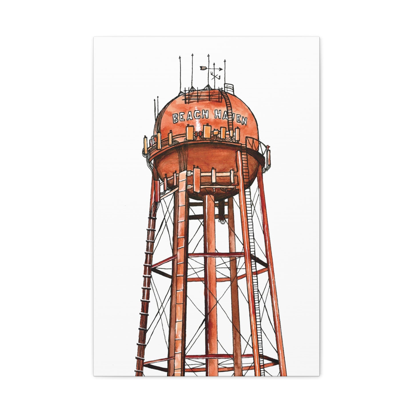 Beach Haven Water Tower Canvas Art Print