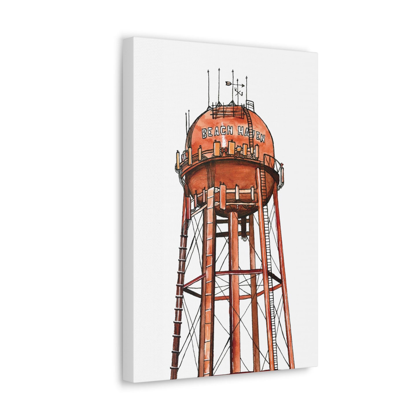 Beach Haven Water Tower Canvas Art Print