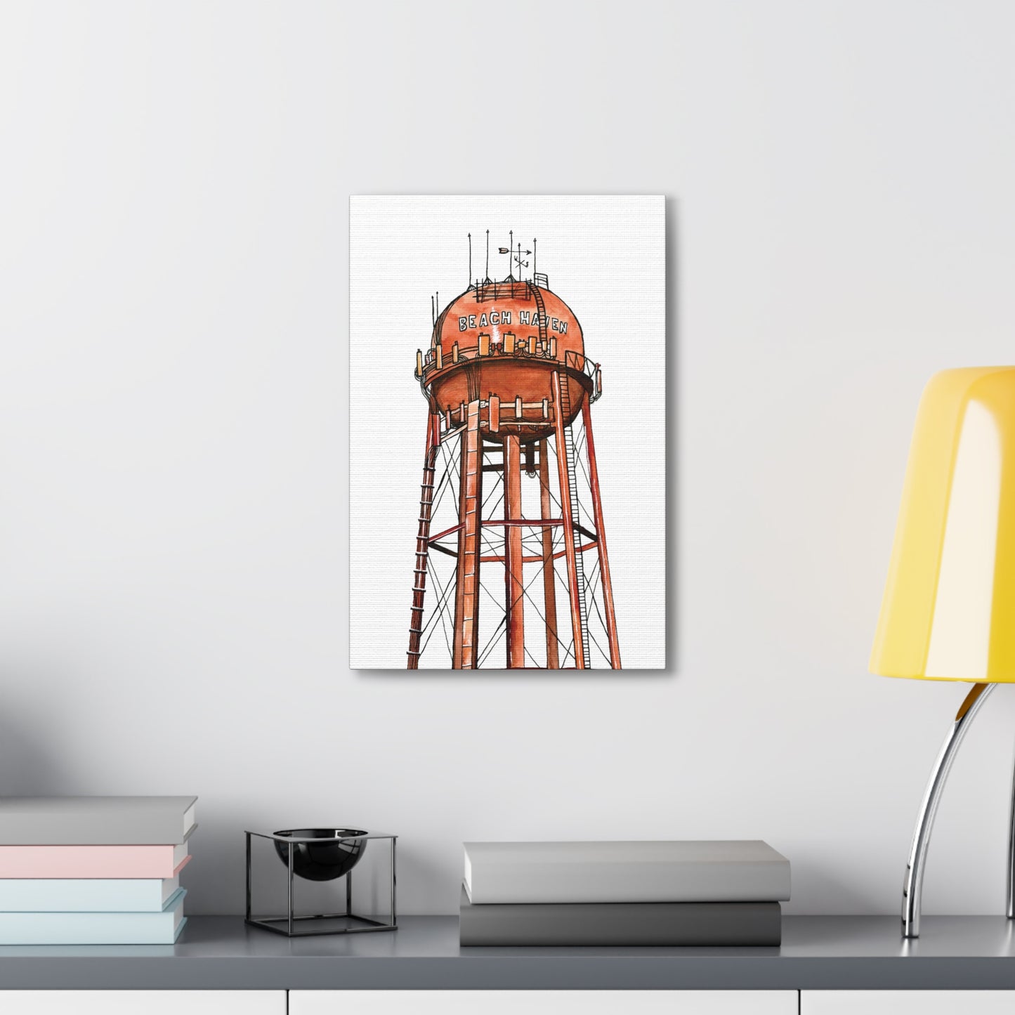 Beach Haven Water Tower Canvas Art Print