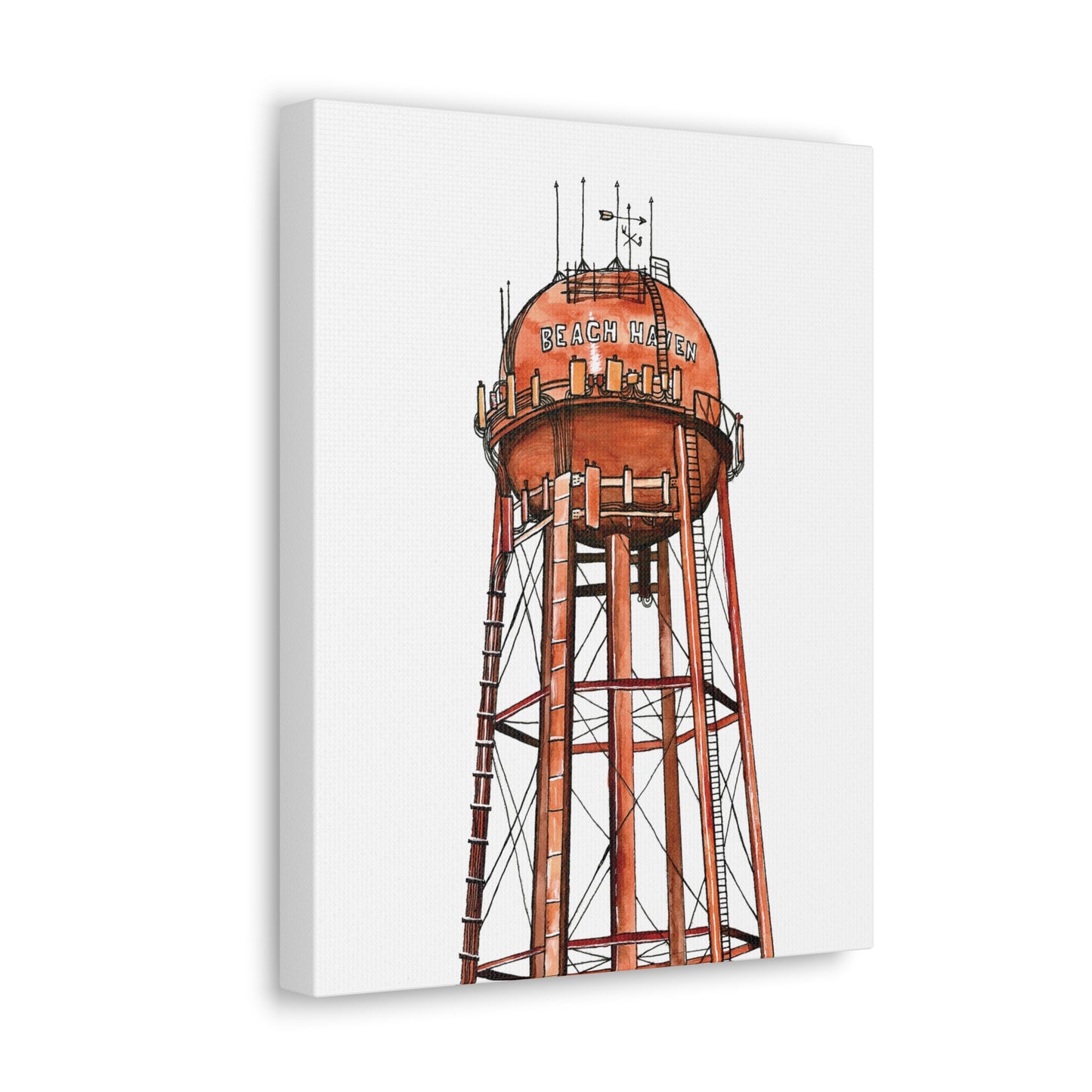 Beach Haven Water Tower Canvas Art Print