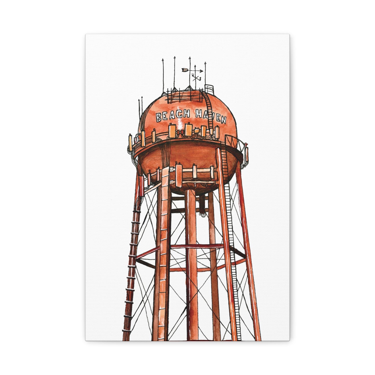 Beach Haven Water Tower Canvas Art Print