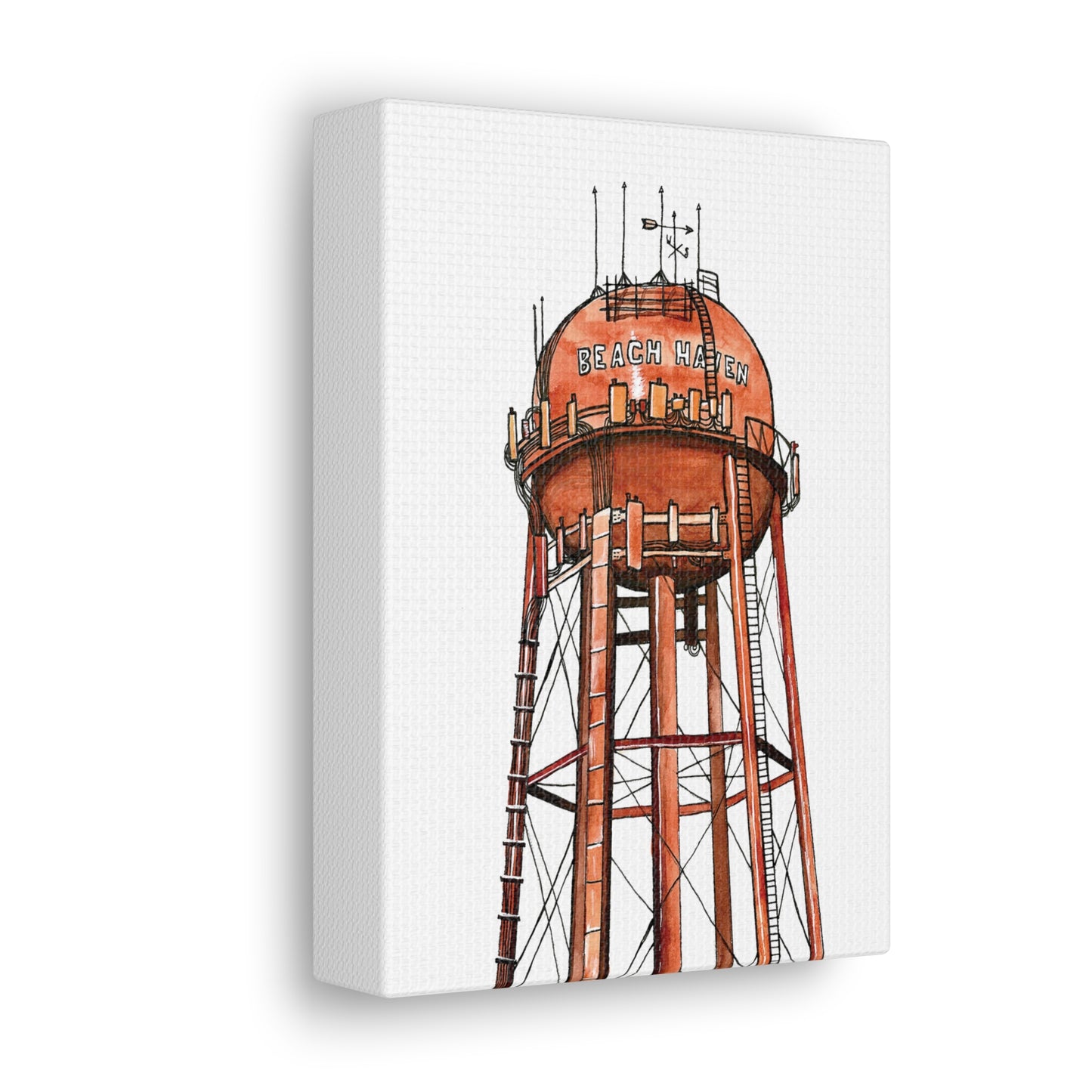 Beach Haven Water Tower Canvas Art Print