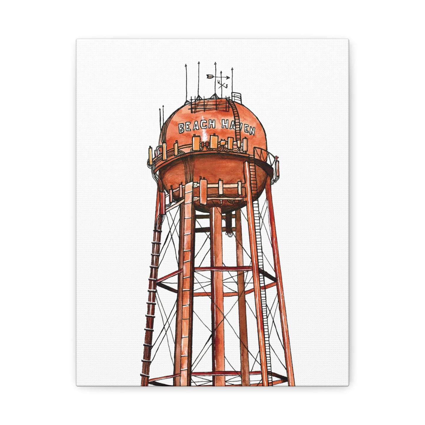 Beach Haven Water Tower Canvas Art Print