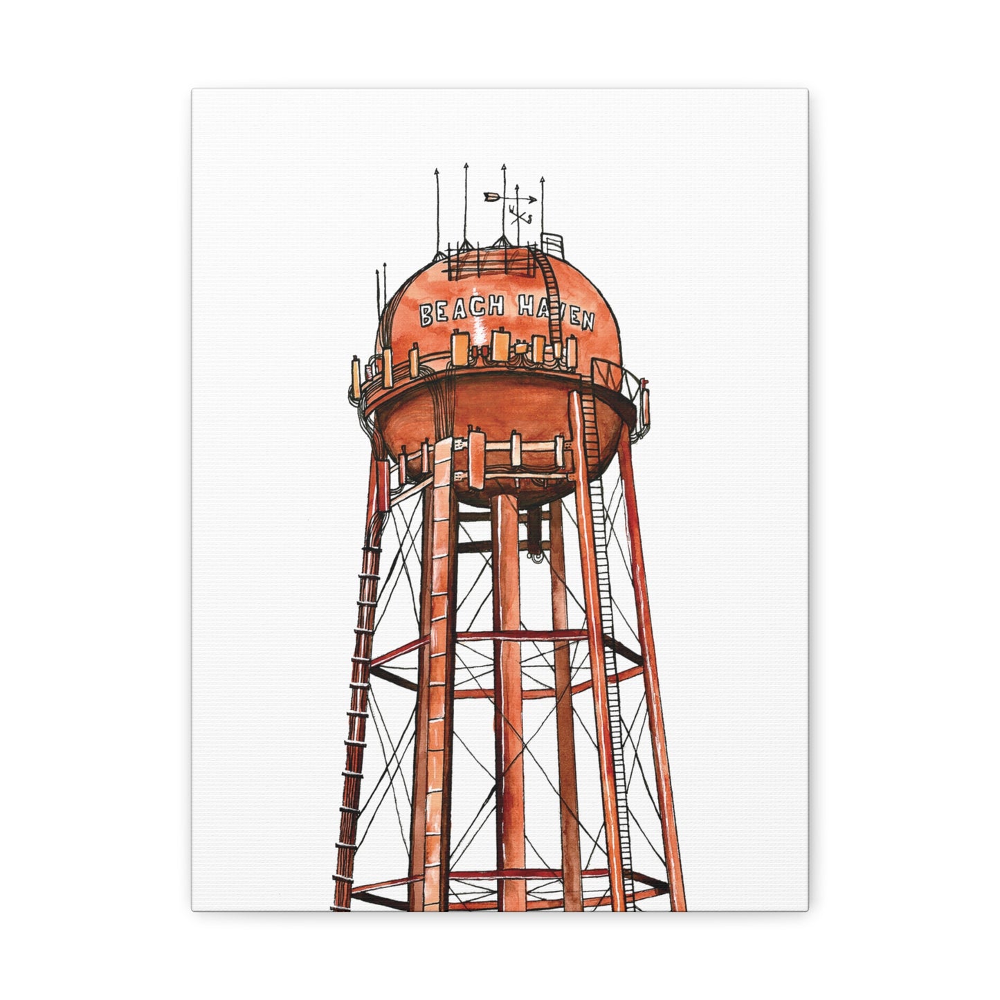 Beach Haven Water Tower Canvas Art Print