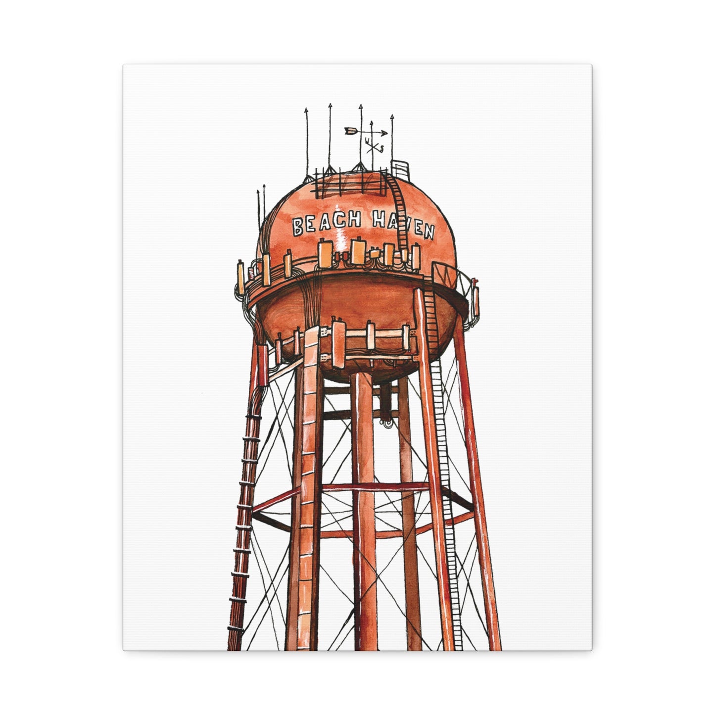 Beach Haven Water Tower Canvas Art Print