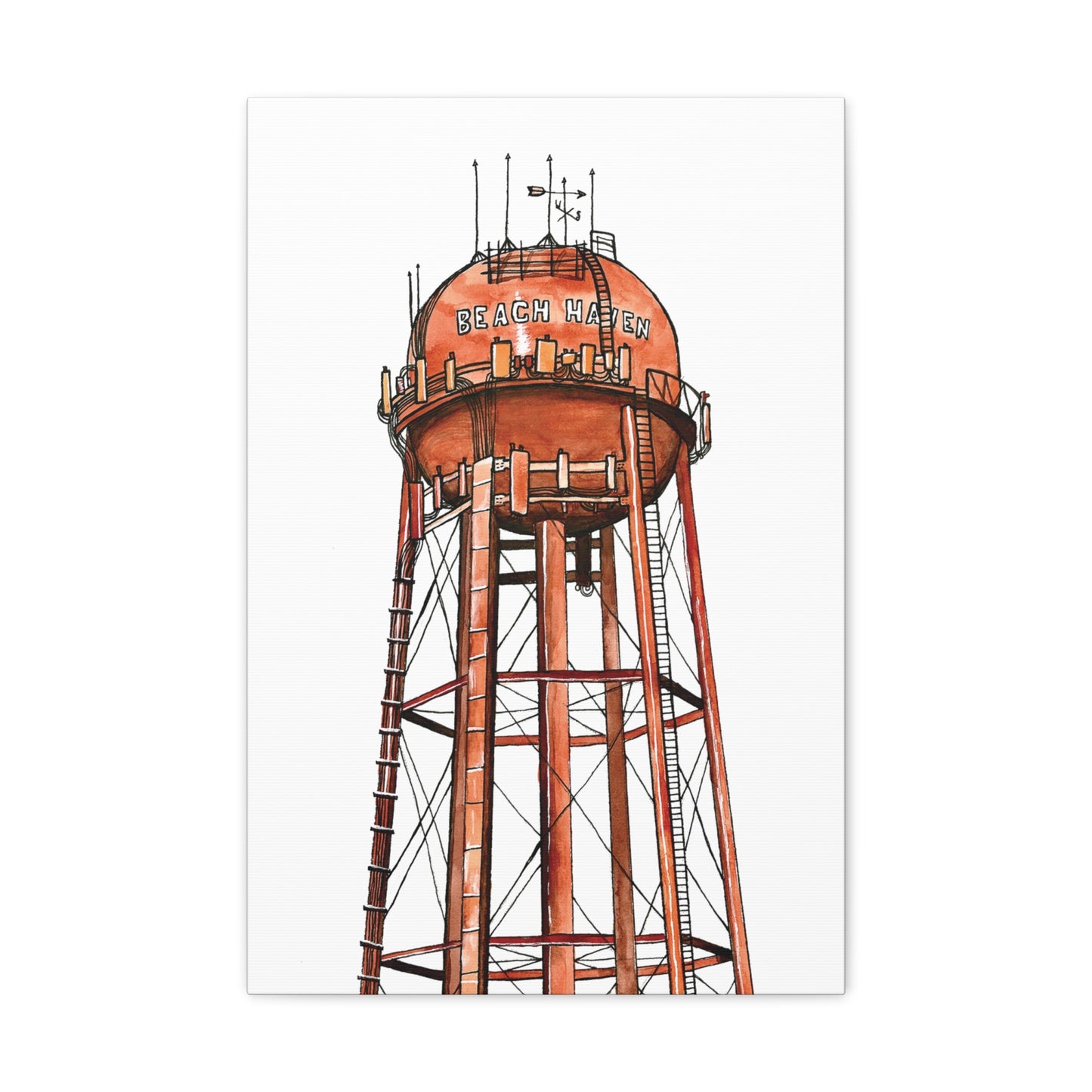 Beach Haven Water Tower Canvas Art Print
