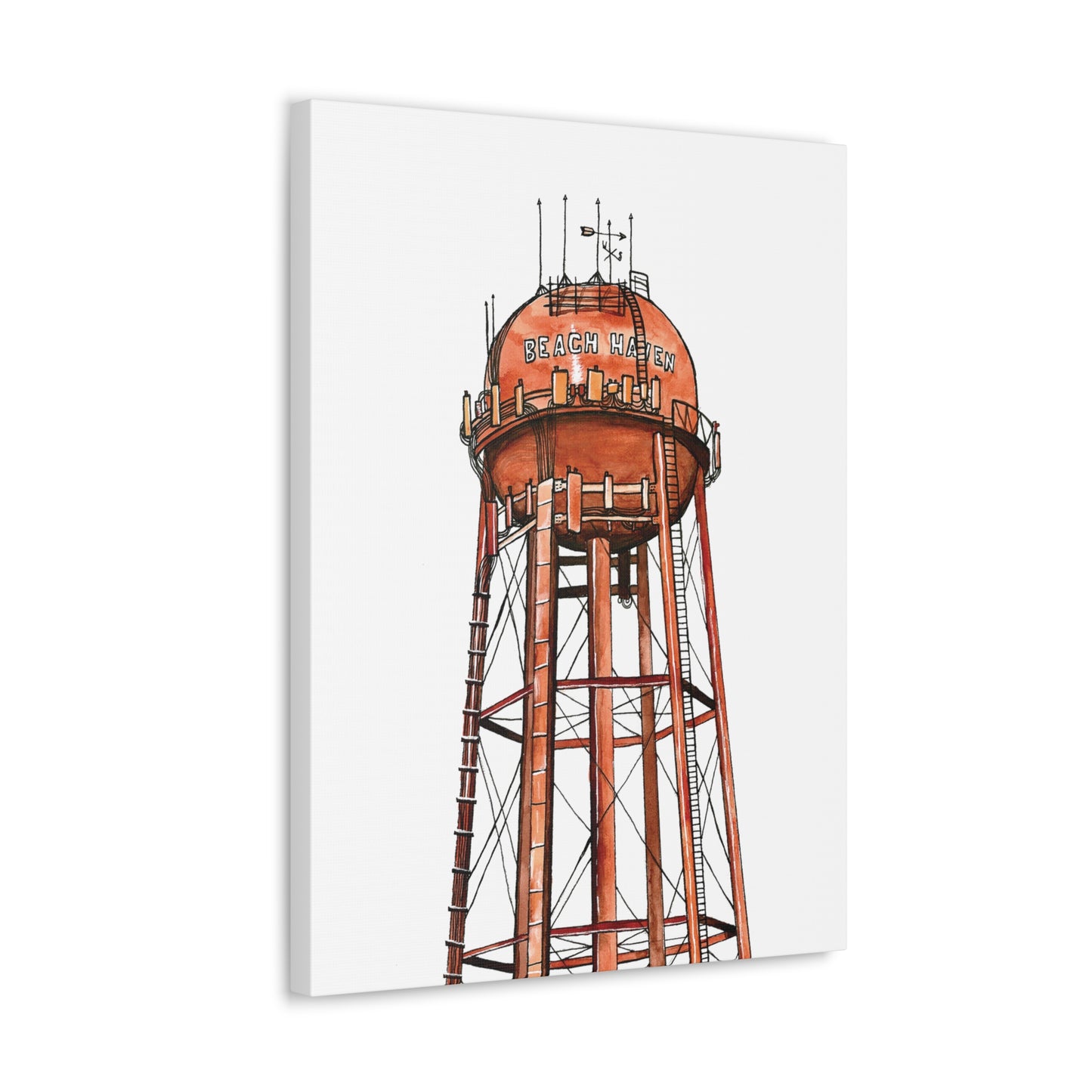 Beach Haven Water Tower Canvas Art Print