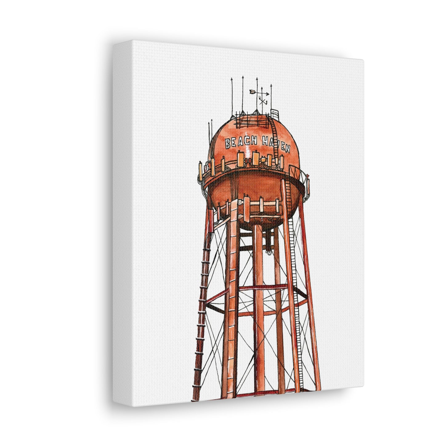 Beach Haven Water Tower Canvas Art Print