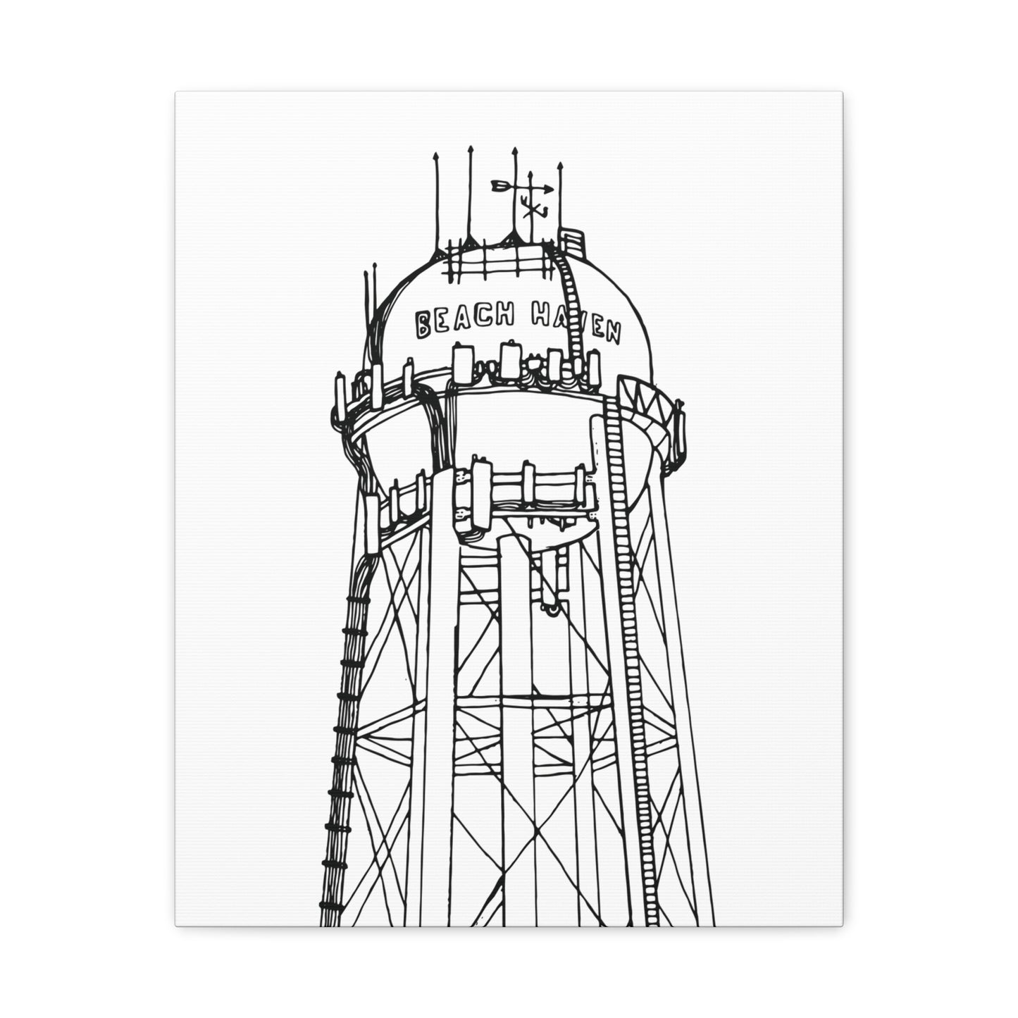 Beach Haven Water Tower Canvas Art Print