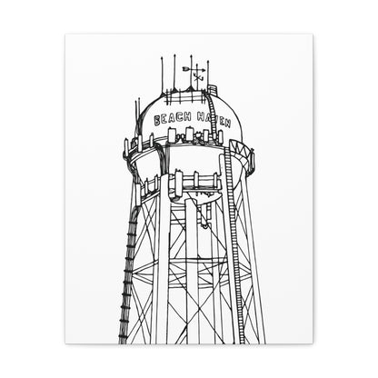 Beach Haven Water Tower Canvas Art Print