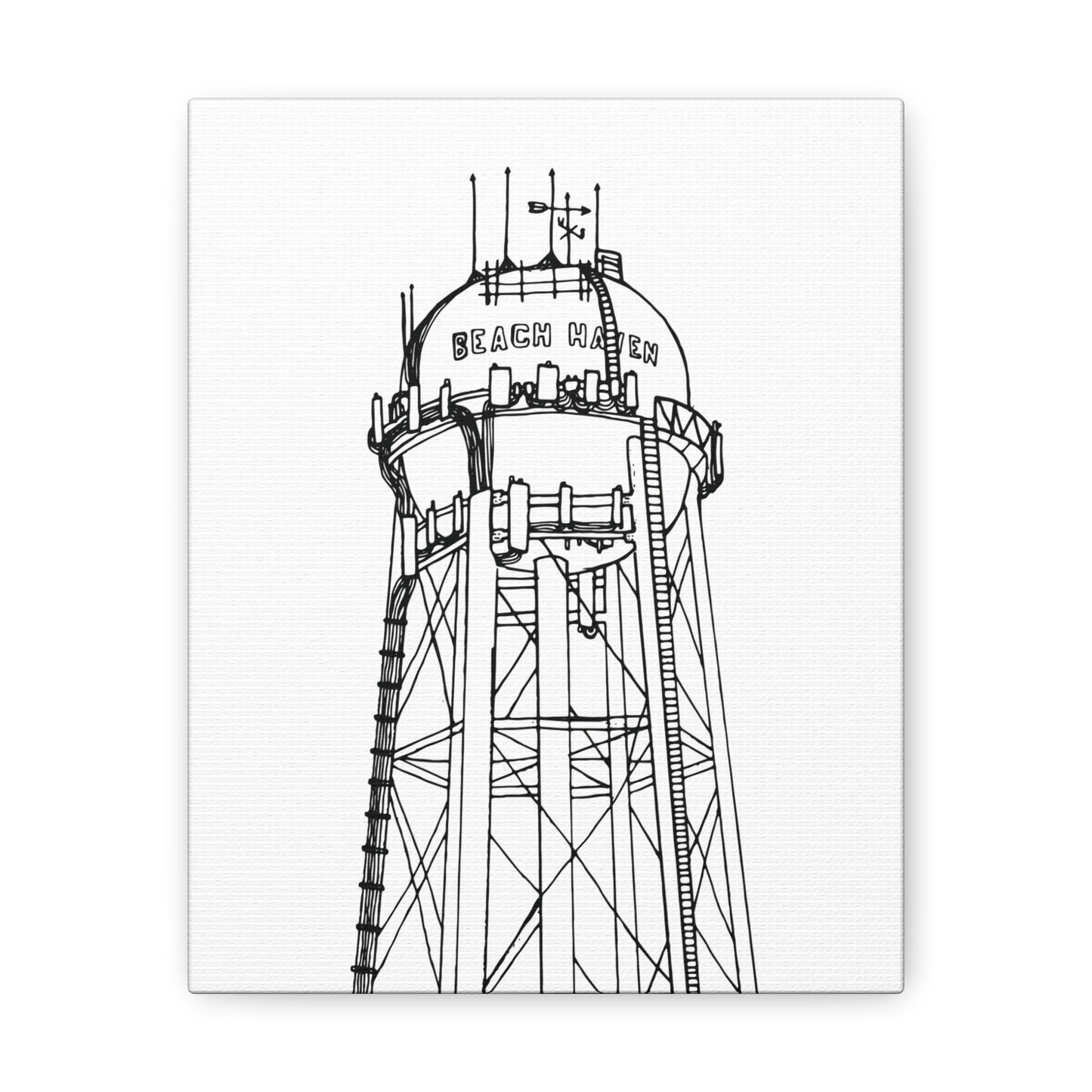 Beach Haven Water Tower Canvas Art Print