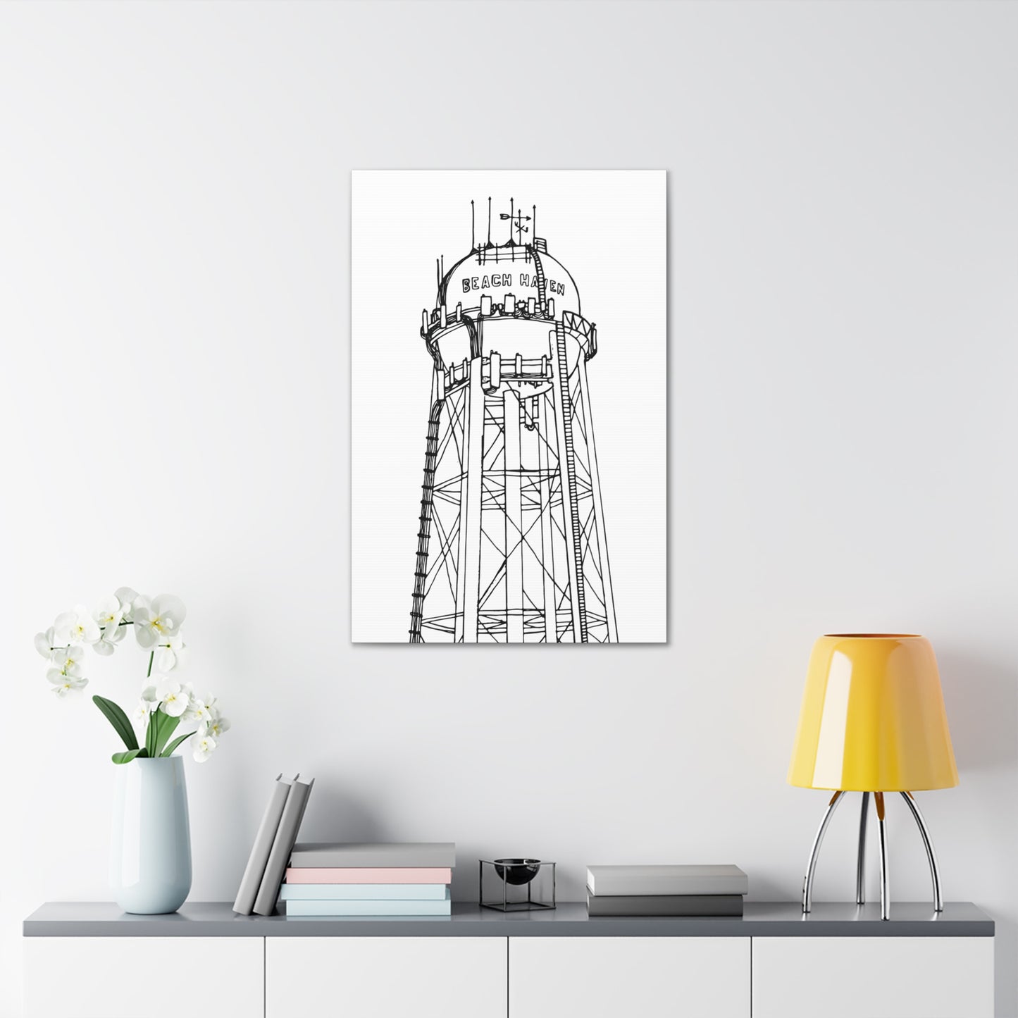 Beach Haven Water Tower Canvas Art Print