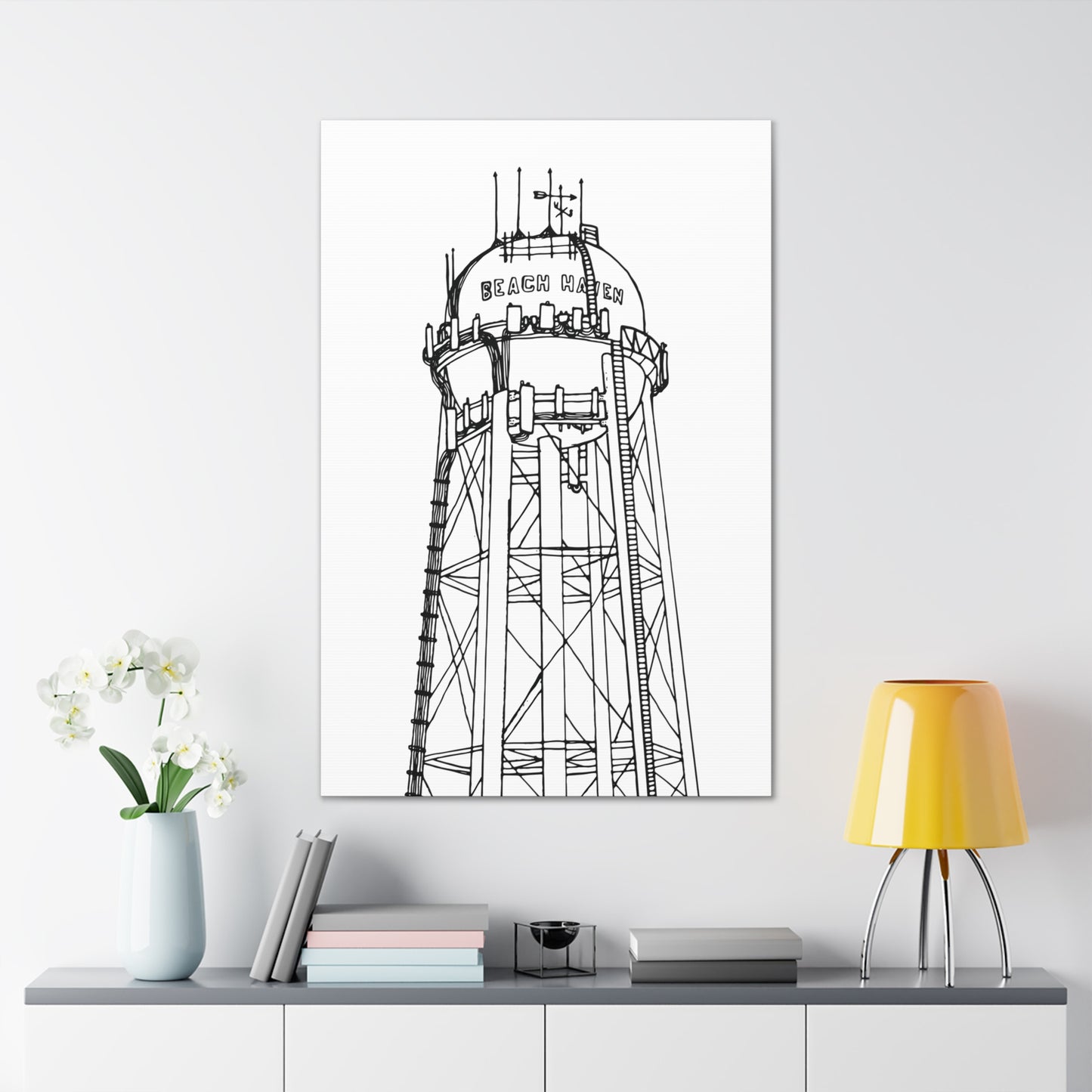 Beach Haven Water Tower Canvas Art Print