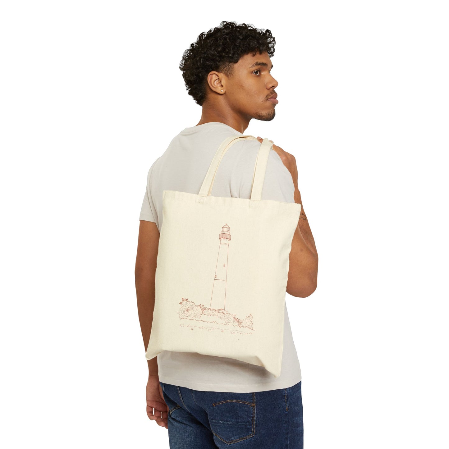 Barnegat Lighthouse Cotton Canvas Tote Bag