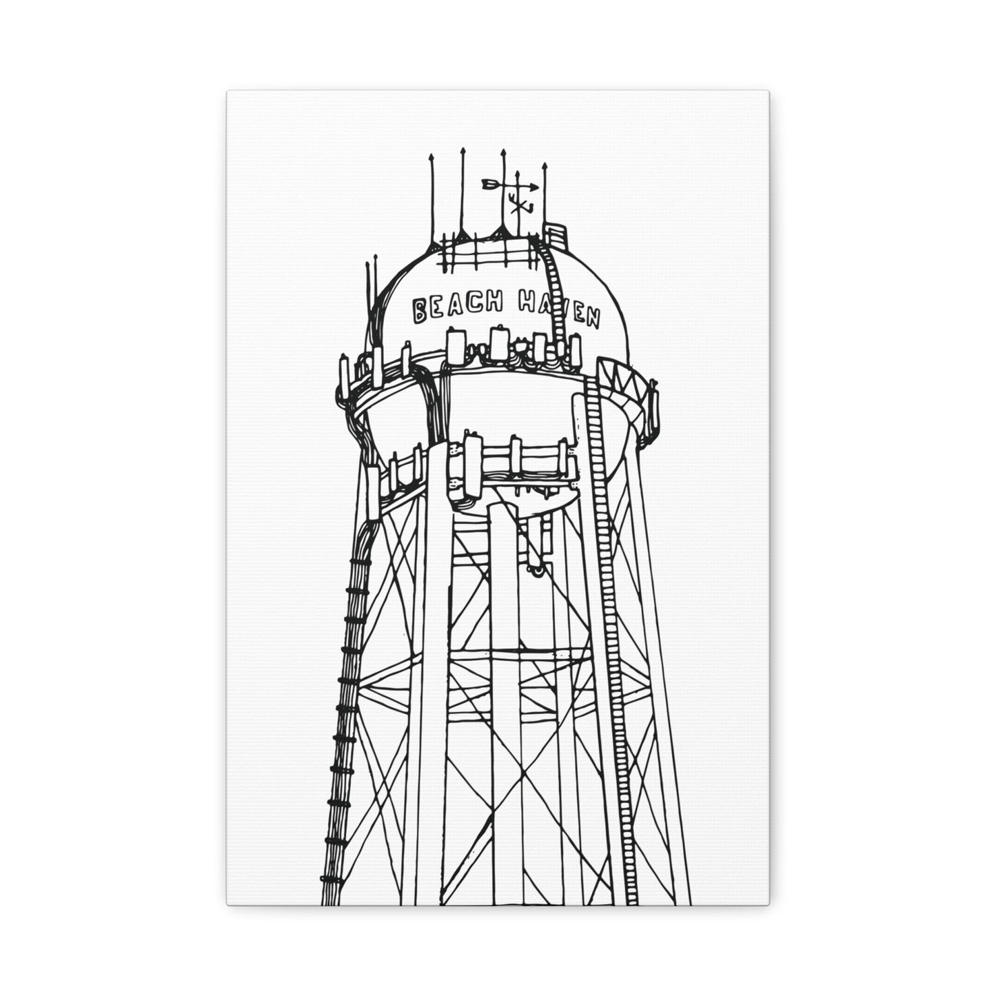 Beach Haven Water Tower Canvas Art Print