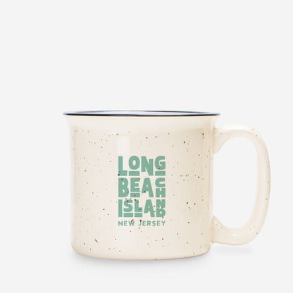 Retro LBI Ceramic Camp Mug Speckled Cream