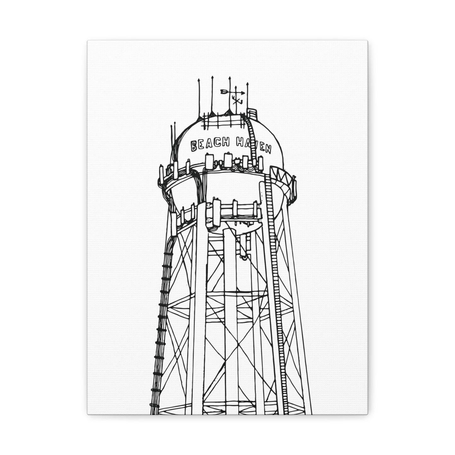 Beach Haven Water Tower Canvas Art Print