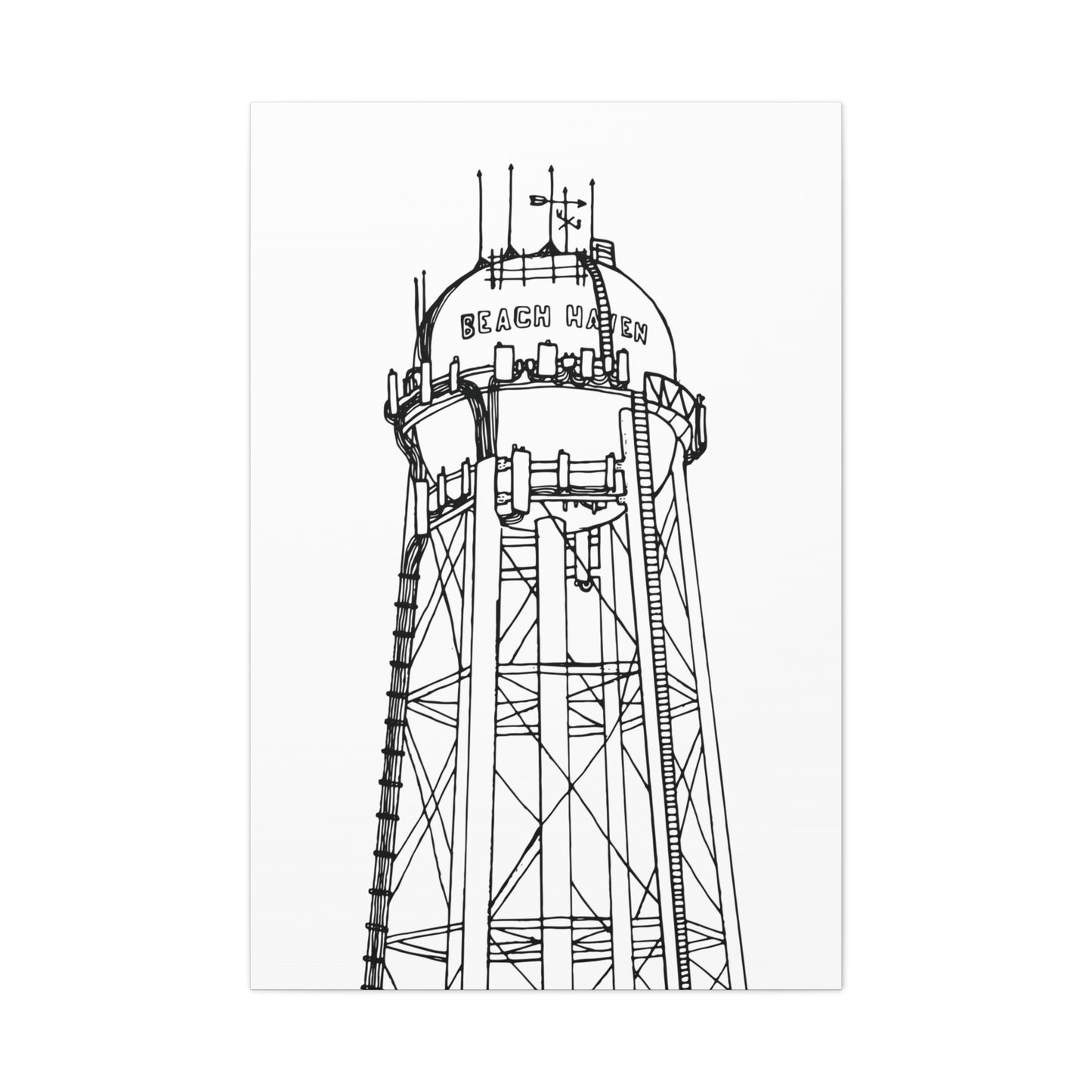 Beach Haven Water Tower Canvas Art Print