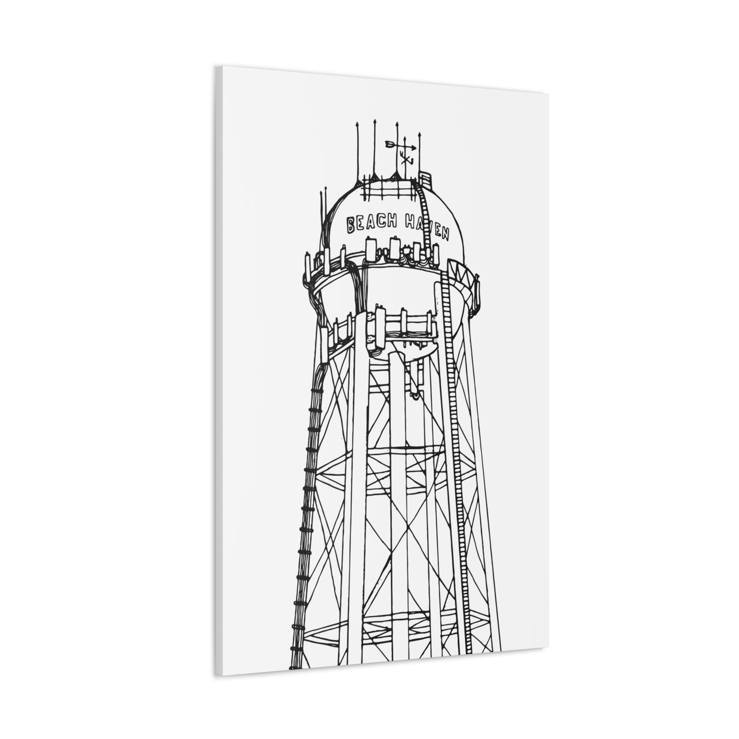 Beach Haven Water Tower Canvas Art Print