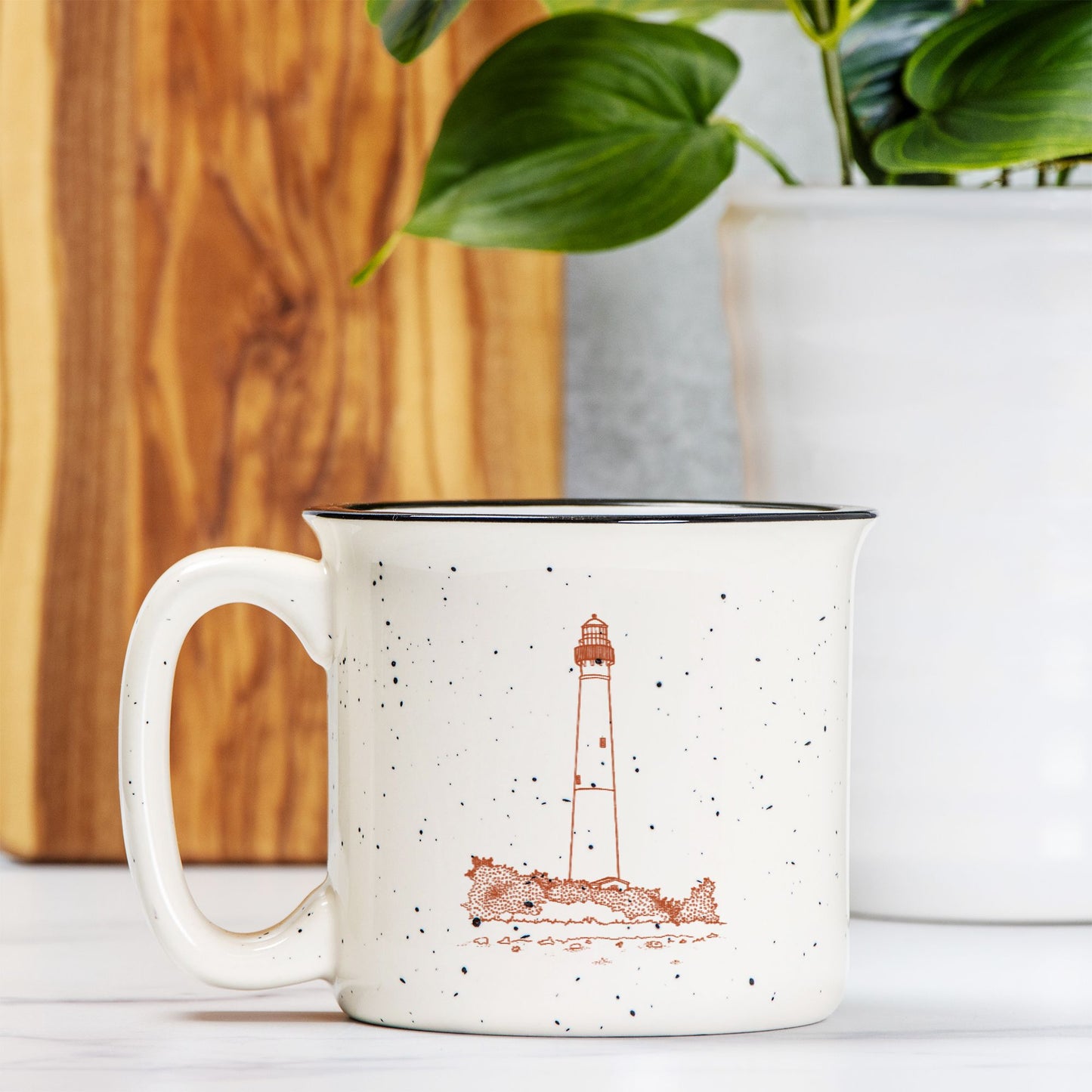 Barnegat Lighthouse Speckled Ceramic Camp Mug