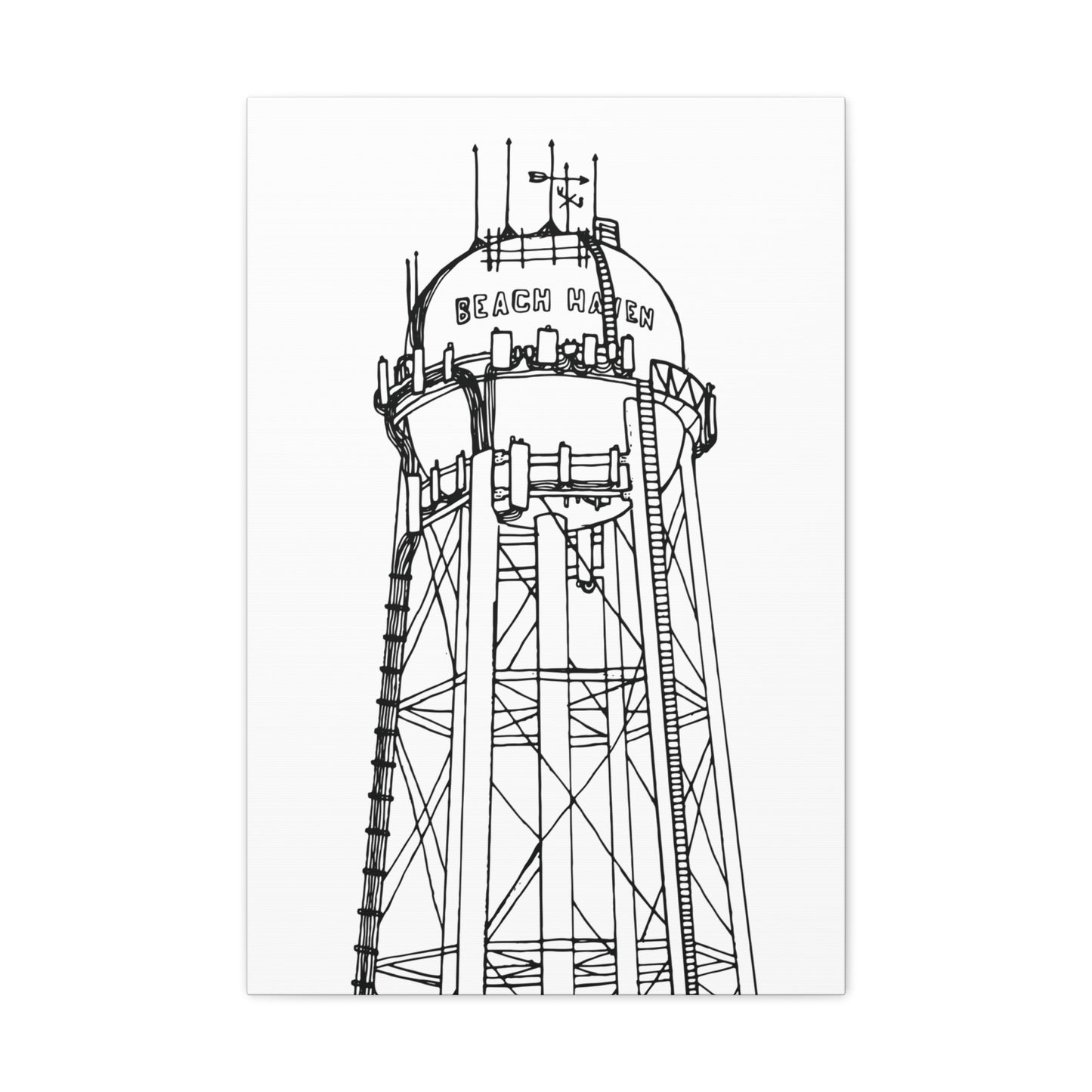 Beach Haven Water Tower Canvas Art Print